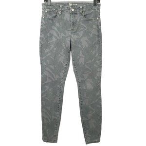 Gap Legging Gray Green Floral Size 6 / 28R Mid Rise Stretch Skinny Jeans